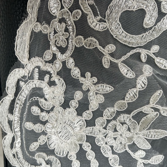 Lace Trim Royal Wedding Veil - Picture 6 of 8